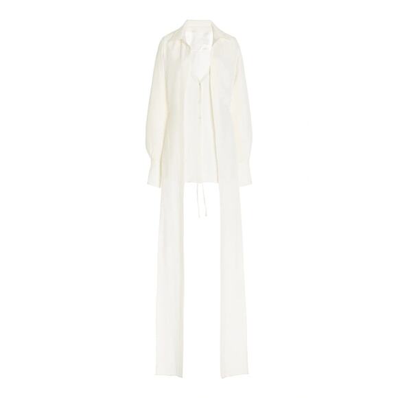 Peter Do Silk Scarf Blouse White - 34 - Picture 1 of 2
